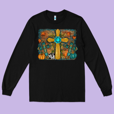 Fall Cross Long Sleeve Tee Designed By Ranaportraitstore