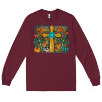 Burgundy fall cross Long Sleeve Tee - RanaPortraitStore