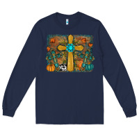 Navy fall cross Long Sleeve Tee - RanaPortraitStore