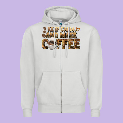 Keep Calm And Make Coffee Zipper Hoodie Designed By Barkaloodesign