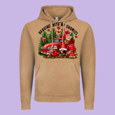 Valentine's Day Hanging With My Gnomies Vintage Hoodie Designed By Fadigitalartstudio