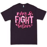 Plum pray fight believe breast cancer Premium Tee - texasbilliewilder