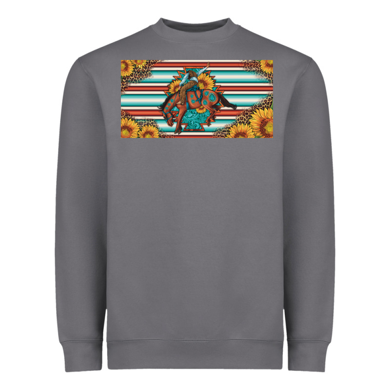 Bucking Bronco Aztec Shape License Plate Heavyweight Sweatshirt by Artiststas | Teevron