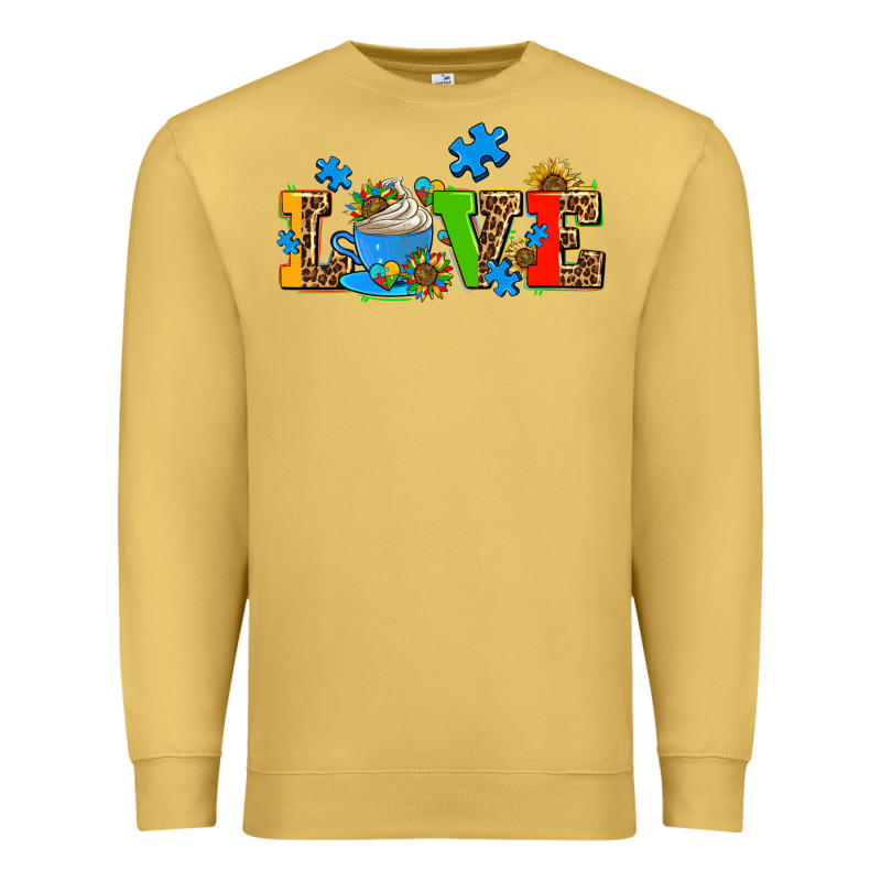 Autism Coffee Cup With Sunflower Premium Sweatshirt by AdoDesignShop | Teevron