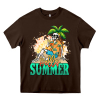 Chocolate Brown Hello summer skeleton Heavy Core Tee - NancyCooperArtShop