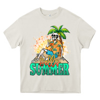 Cream Hello summer skeleton Heavy Core Tee - NancyCooperArtShop