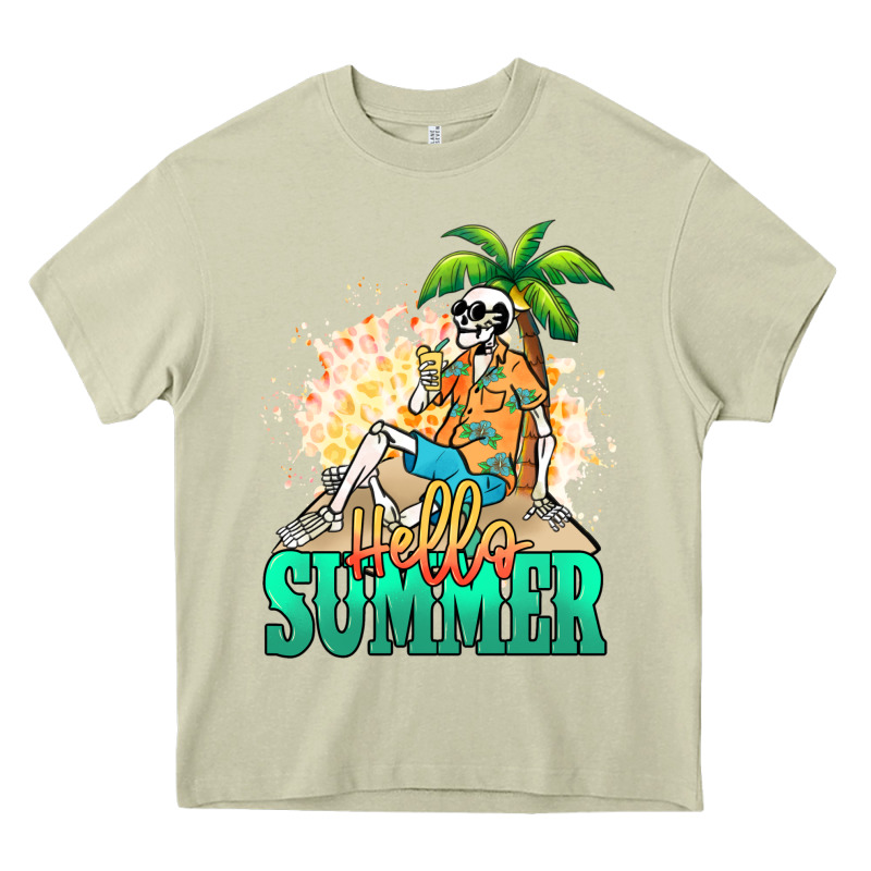 Hello Summer Skeleton Heavy Core Tee by NancyCooperArtShop | Teevron