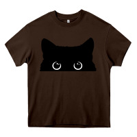 Chocolate Brown Peeking Cat Heavy Core Tee - maiPhamDesign