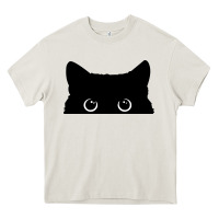 Cream Peeking Cat Heavy Core Tee - maiPhamDesign