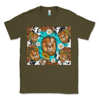 Army Green lion with leopard and cowhide pattern Classic Tee - TumblerDesignByShophia