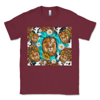 Burgundy lion with leopard and cowhide pattern Classic Tee - TumblerDesignByShophia