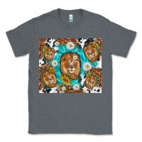 Charcoal Heather lion with leopard and cowhide pattern Classic Tee - TumblerDesignByShophia