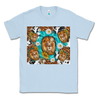 Dusty Blue lion with leopard and cowhide pattern Classic Tee - TumblerDesignByShophia