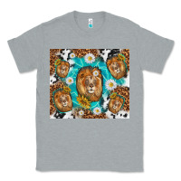 Heather Grey lion with leopard and cowhide pattern Classic Tee - TumblerDesignByShophia