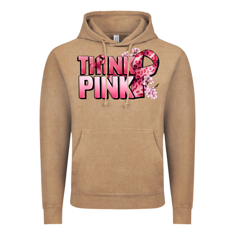 Think Pink Cancer Awareness Vintage Hoodie by FaDigitalArtStudio | Teevron