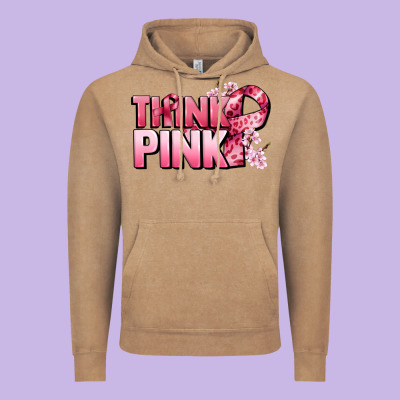 Think Pink Cancer Awareness Vintage Hoodie Designed By Fadigitalartstudio