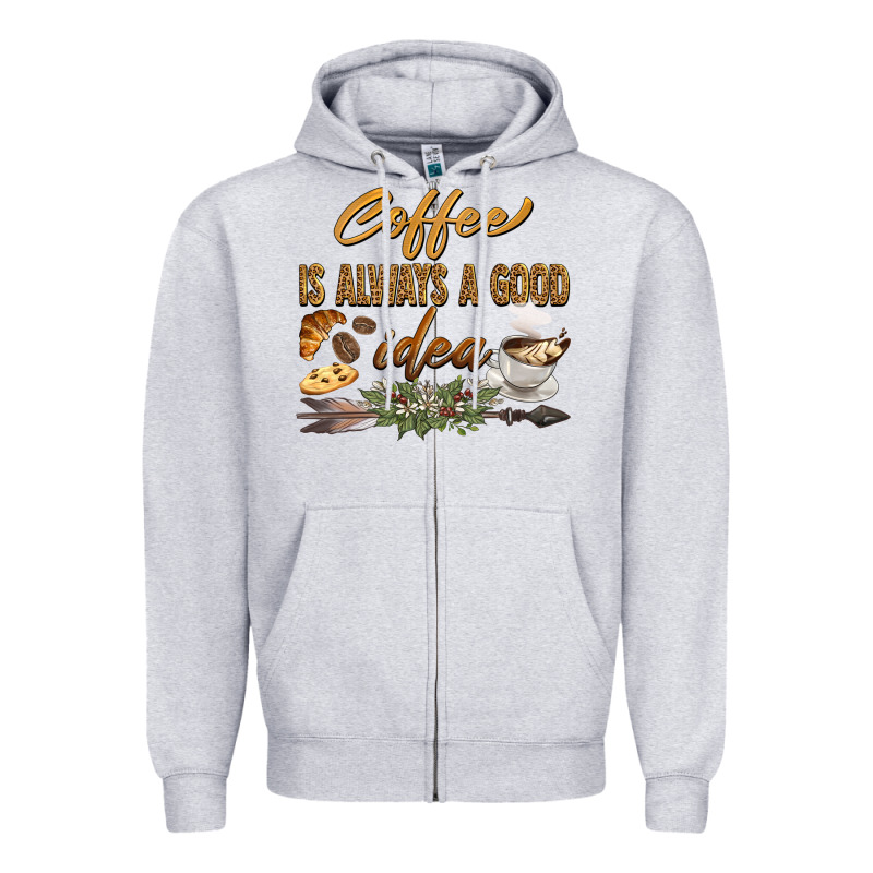 Coffee Is Always A Good Idea Zipper Hoodie by BarkalooDesign | Teevron