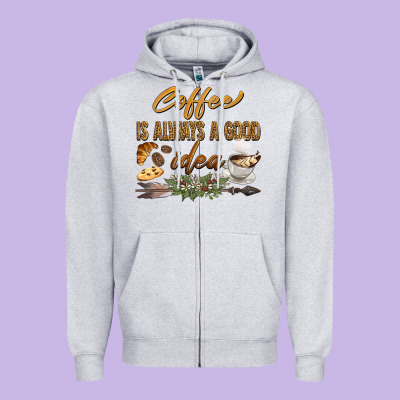 Coffee Is Always A Good Idea Zipper Hoodie Designed By Barkaloodesign