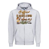 Heather Grey coffee is always a good idea Zipper Hoodie - BarkalooDesign