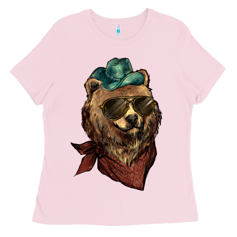 Bear Cowboy Bandana Glasses Ladies Tee by HowdyJamesFarm | Teevron