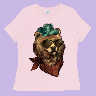 Bear Cowboy Bandana Glasses Ladies Tee Designed By Howdyjamesfarm