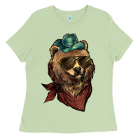 Matcha Bear cowboy bandana glasses Ladies Tee - HowdyJamesFarm