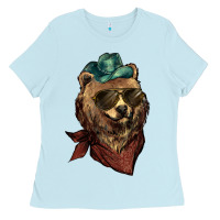 Bear Cowboy Bandana Glasses Ladies Tee | Teevron