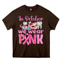 Chocolate Brown in october we wear pink breast cancer awareness Heavy Core Tee - texasbilliewilder