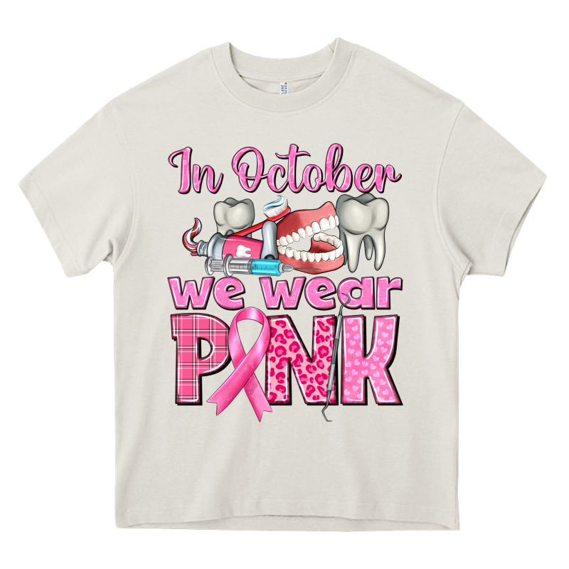 In October We Wear Pink Breast Cancer Awareness Heavy Core Tee by texasbilliewilder | Teevron