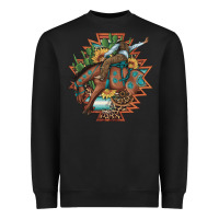 Black bucking bronco aztec shape background Heavyweight Sweatshirt - Artiststas