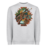 Heather Grey bucking bronco aztec shape background Heavyweight Sweatshirt - Artiststas