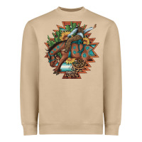 Mushroom bucking bronco aztec shape background Heavyweight Sweatshirt - Artiststas