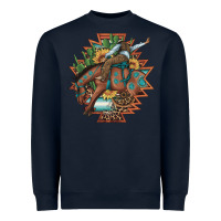 Navy bucking bronco aztec shape background Heavyweight Sweatshirt - Artiststas
