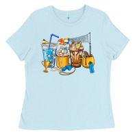 Baby Blue Volleyball coffee cups Ladies Tee - HowdyJamesFarm