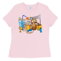 Bubblegum Pink Volleyball coffee cups Ladies Tee - HowdyJamesFarm