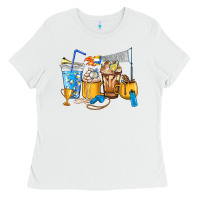White Volleyball coffee cups Ladies Tee - HowdyJamesFarm