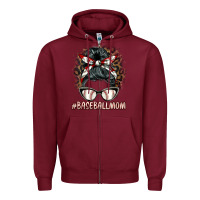 Burgundy baseballmom messy bun Zipper Hoodie - BarkalooDesign
