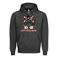 Charcoal Heather baseballmom messy bun Zipper Hoodie - BarkalooDesign