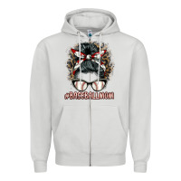 Dove Grey baseballmom messy bun Zipper Hoodie - BarkalooDesign
