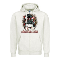 Oatmeal Heather baseballmom messy bun Zipper Hoodie - BarkalooDesign
