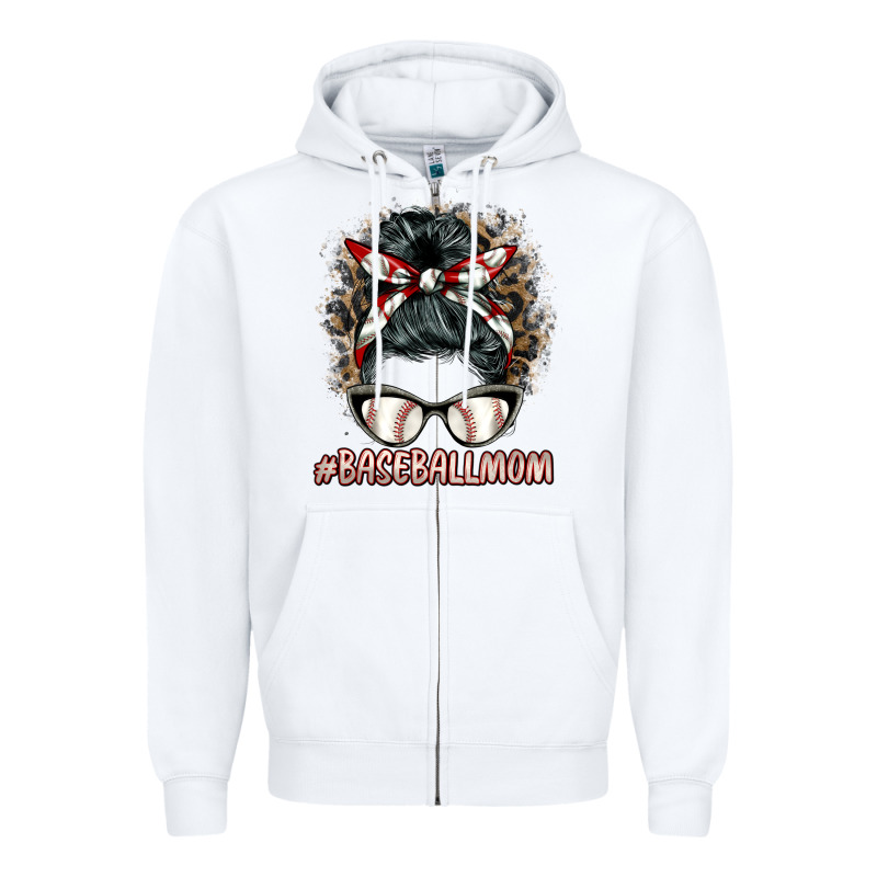 Baseballmom Messy Bun Zipper Hoodie by BarkalooDesign | Teevron
