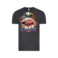 Vintage Black Baseball lips Vintage Tee - HowdyJamesFarm