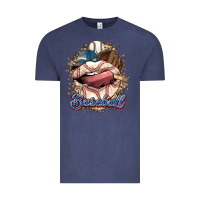 Vintage Denim Baseball lips Vintage Tee - HowdyJamesFarm