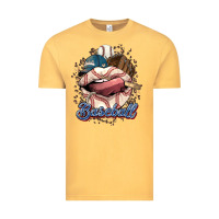 Vintage Mustard Baseball lips Vintage Tee - HowdyJamesFarm