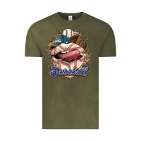 Vintage Olive Baseball lips Vintage Tee - HowdyJamesFarm