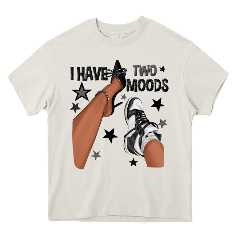 I Have Two Moods Black Sneakers Afro Girl Heavy Core Tee by texasbilliewilder | Teevron