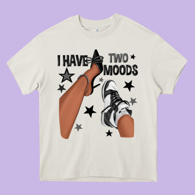 I Have Two Moods Black Sneakers Afro Girl Heavy Core Tee Designed By Texasbilliewilder