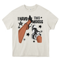 Cream I Have Two Moods Black Sneakers Afro Girl Heavy Core Tee - texasbilliewilder