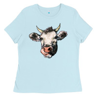 Baby Blue Cow Ladies Tee - HowdyJamesFarm