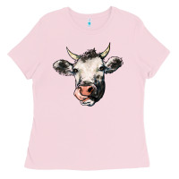 Bubblegum Pink Cow Ladies Tee - HowdyJamesFarm